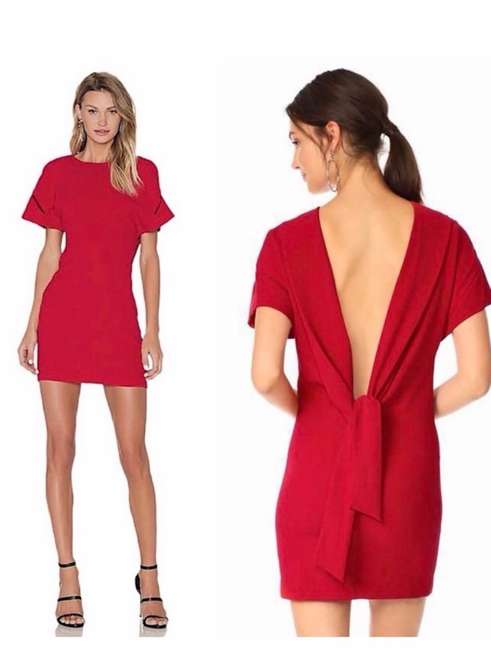 IRO Hilda Wine Red Open Back Tie Mini Dress Size 36 US 4 NWT